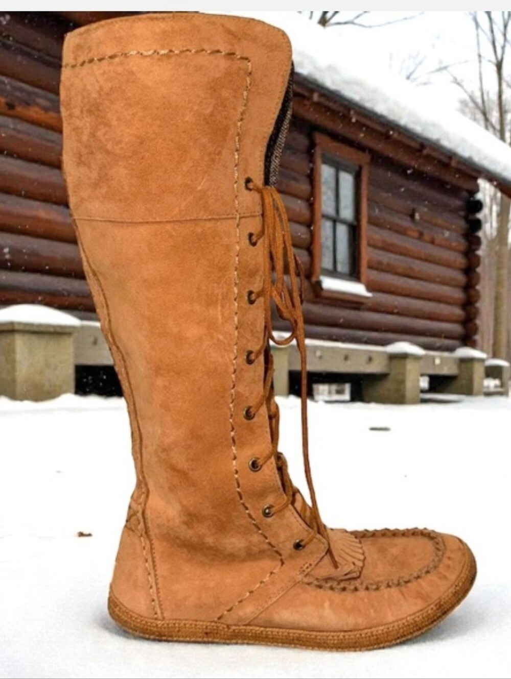 Ugg Somaya Tall Boot In Chestnut Moccasin Suede Wayerproof Designer Vintage #813